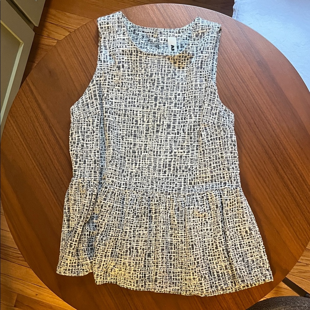 Anthropologie Black and White Textured Blouse